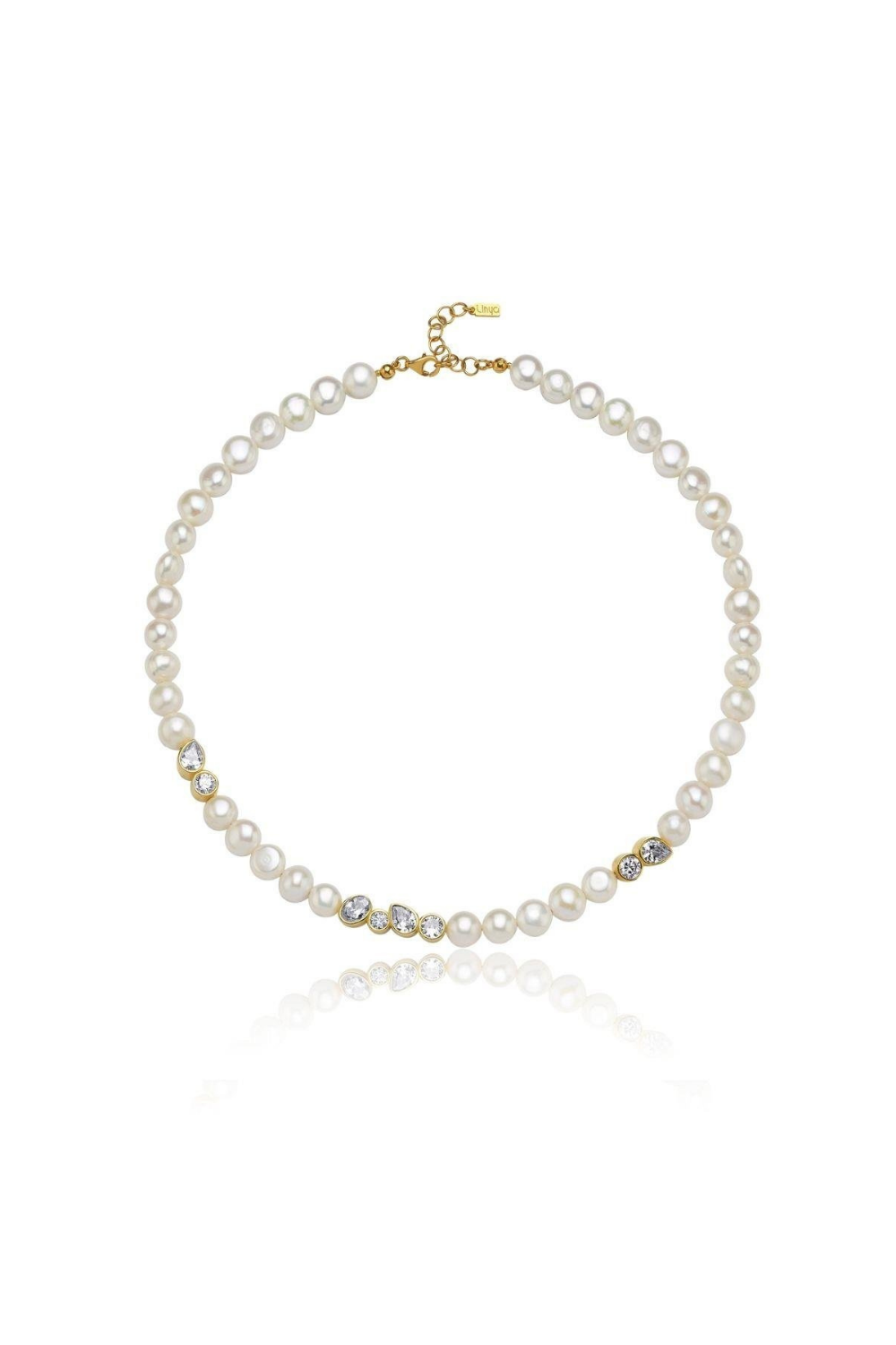 Linya Jewellery-Diana Beyaz Taşlı İnci Kolye-Kolye-1-Milagron.com