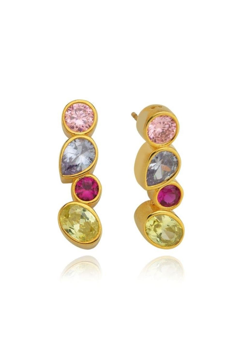 Linya Jewellery-Diana Renkli Dört Taşlı Küpe-Küpe-1-Milagron.com