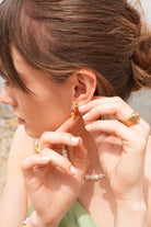 Linya Jewellery-Diana Renkli Dört Taşlı Küpe-Küpe-3-Milagron.com
