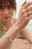 Linya Jewellery-Diana Renkli Taşlı İnci Bileklik-Bileklik-3-Milagron.com