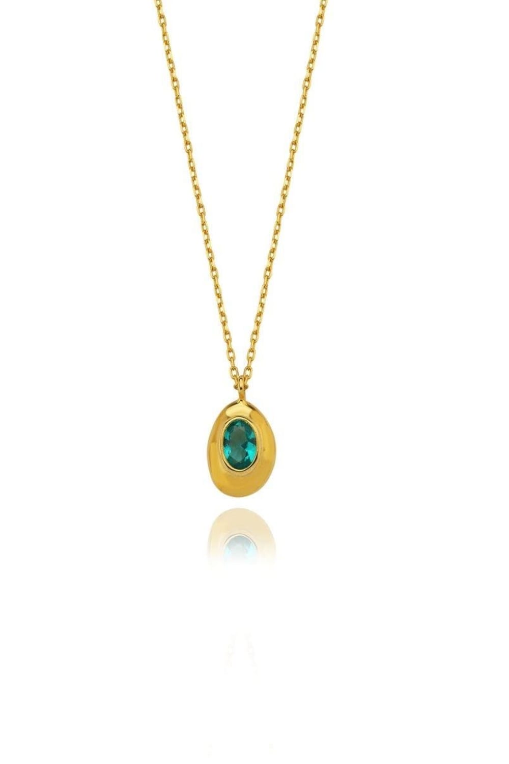 Linya Jewellery-Ella Yeşil Taşlı Oval Kolye-Kolye-1-Milagron.com