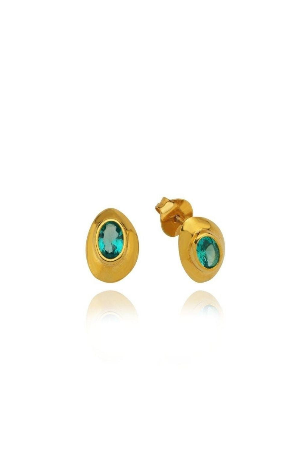 Linya Jewellery-Ella Yeşil Taşlı Pinli Küpe-Küpe-1-Milagron.com
