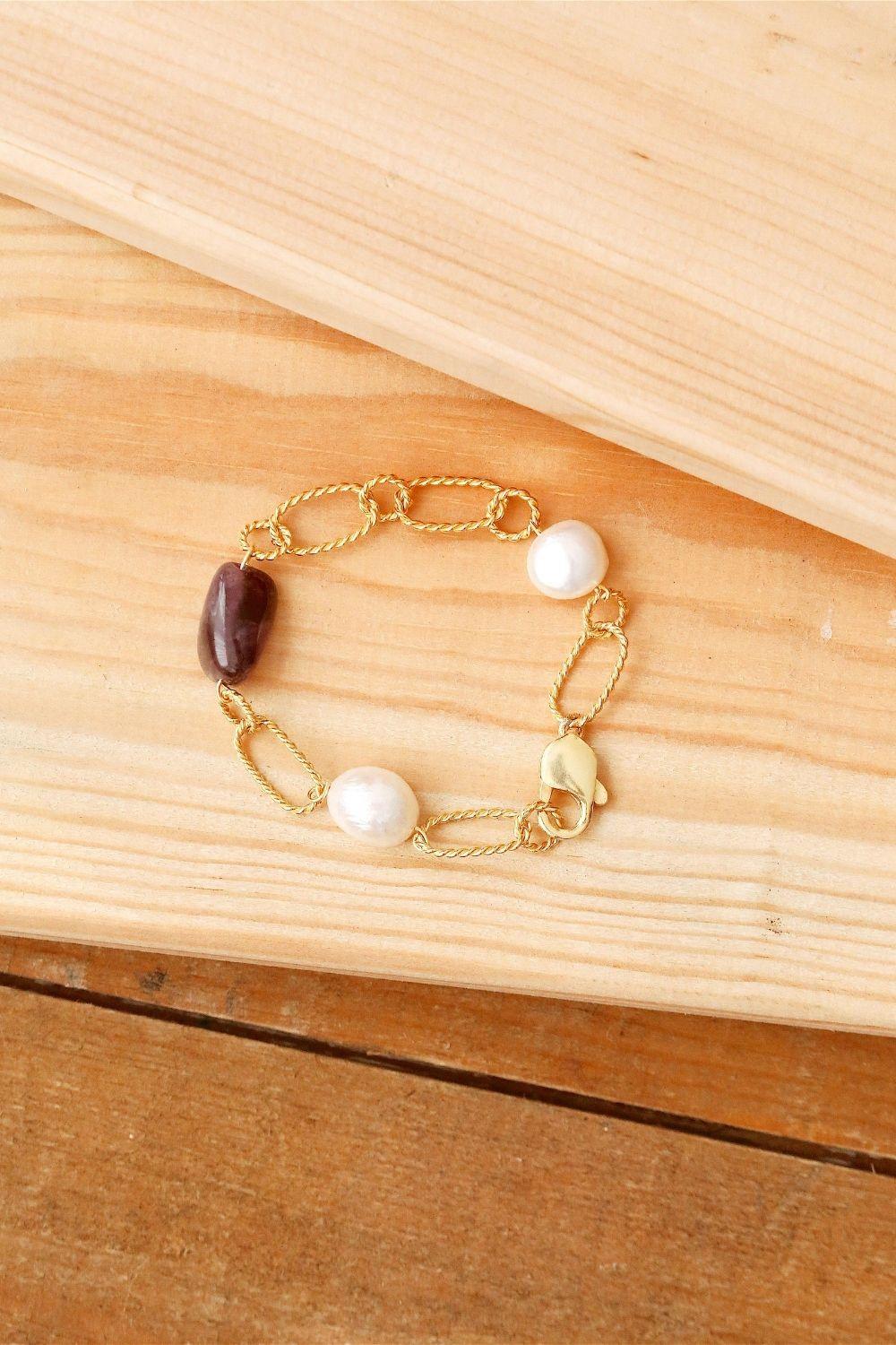 Linya Jewellery-Elly Mor Taş Bileklik-Yüzük-3-Milagron.com