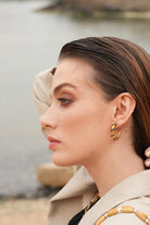 Linya Jewellery-Emily Siyah Taşlı Halka Küpe-Küpe-4-Milagron.com