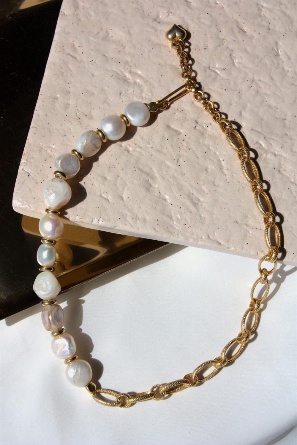 Linya Jewellery-Enna Zincir Barok İnci Kolye-Kolye-5-Milagron.com