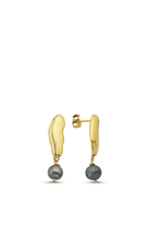 Linya Jewellery-Gera Siyah İncili Sallantılı Küpe Gold-Küpe-1-Milagron.com