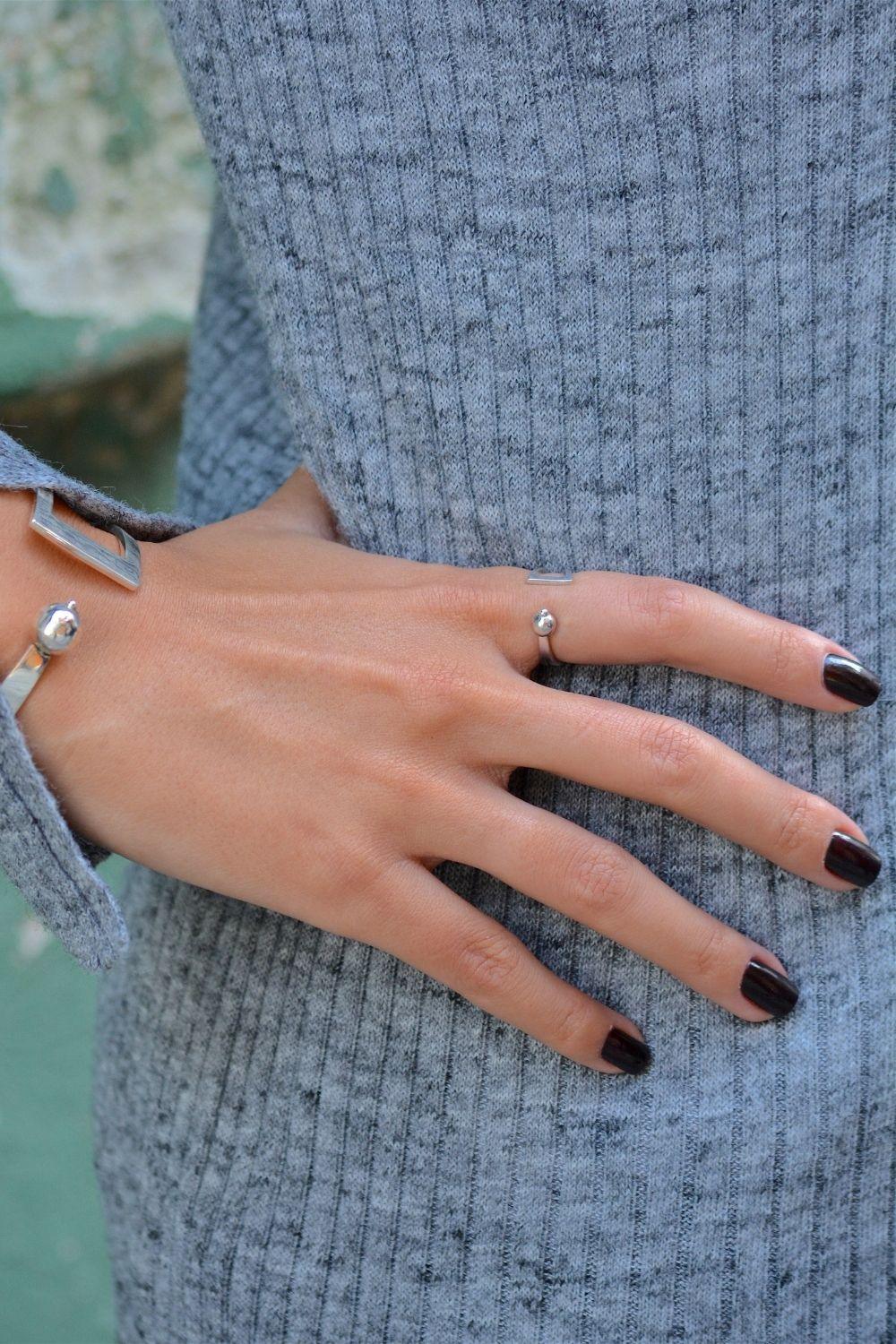 Linya Jewellery-Gümüş Top Yüzük-Yüzük-2-Milagron.com