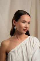 Haki YeşIli Kristal TaşLı Barok İNci SallantıLı KüPe - 2