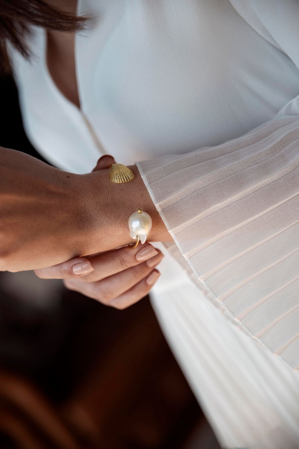 Linya Jewellery-İstiridye Barok İnci Kelepçe-Bileklik-2-Milagron.com