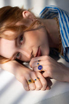 Linya Jewellery-Kalpli Lacivert Taşlı Yüzük-Yüzük-3-Milagron.com