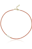 Linya Jewellery-Kely Kırmızı Mercanlı Küçük İncili Kolye-Kolye-1-Milagron.com