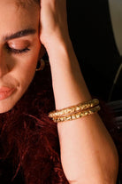 Linya Jewellery-Kety Amorf Kalın Mat Gold Bileklik-Bileklik-3-Milagron.com