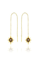 Linya Jewellery-Kutup Yıldızı Siyah Taşlı Sallantılı Küpe-Küpe-1-Milagron.com