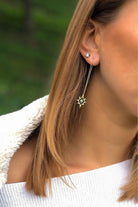 Linya Jewellery-Kutup Yıldızı Siyah Taşlı Sallantılı Küpe-Küpe-2-Milagron.com