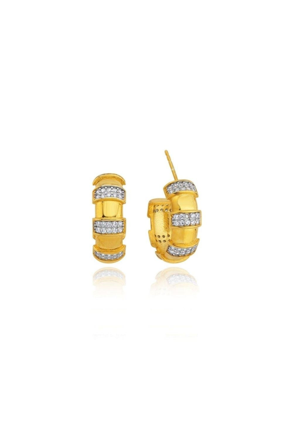 Linya Jewellery-Lili Beyaz Taşlı Halka Küpe-Küpe-1-Milagron.com