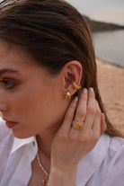 Linya Jewellery-Lina Mavi Damla Taşlı Küpe-Küpe-2-Milagron.com