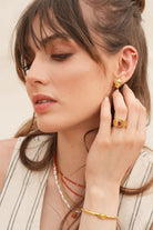 Linya Jewellery-Lina Sarı Damla Taşlı Küpe-Küpe-2-Milagron.com