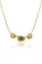 Linya Jewellery-Luna Yeşil Taşlı İncili Kolye-Kolye-1-Milagron.com