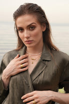 Linya Jewellery-Luna Yeşil Taşlı İncili Kolye-Kolye-5-Milagron.com