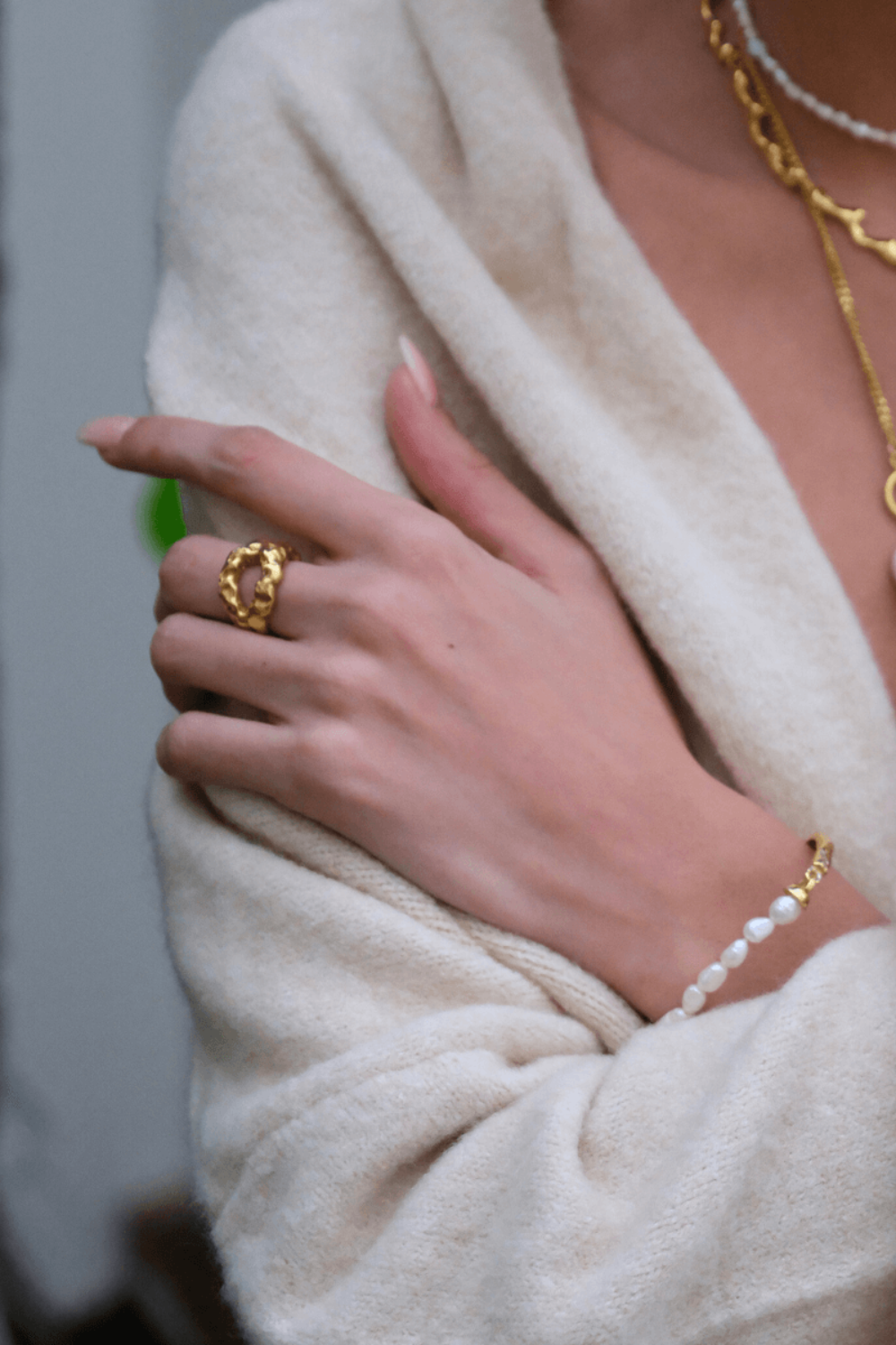 Linya Jewellery-Mazu Amorf Yüzük Gold-Yüzük-5-Milagron.com