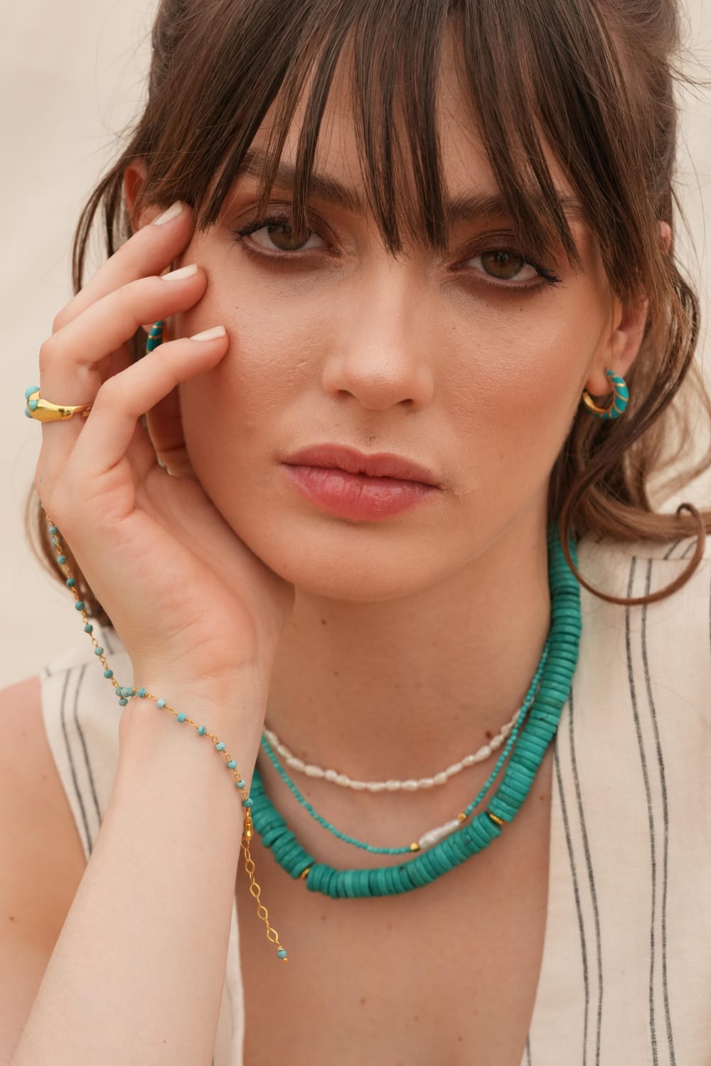 Linya Jewellery-Meg Turkuaz Küçük İncili Kolye-Kolye-2-Milagron.com