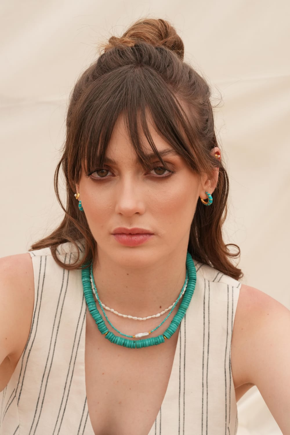 Linya Jewellery-Meg Turkuaz Küçük İncili Kolye-Kolye-4-Milagron.com
