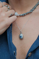 Mini Lacivert TaşLı Kapaklı Madalyon Kolye GüMüş - 0