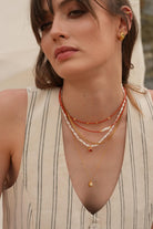 Linya Jewellery-Mira Kırmızı Mercanlı Küçük Toplu Kolye-Kolye-4-Milagron.com