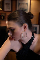 Linya Jewellery-Misy Amorf Oval Büyük Gümüş Halka Küpe-Küpe-2-Milagron.com