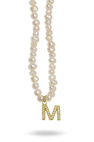 Linya Jewellery-Mono M Harfli İnci Kolye-Kolye-1-Milagron.com