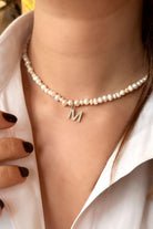 Linya Jewellery-Mono M Harfli İnci Kolye-Kolye-2-Milagron.com