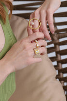 Linya Jewellery-Oktagon Beyaz Taşlı Yüzük-Yüzük-3-Milagron.com