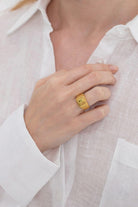 Linya Jewellery-Oktagon Sarı Taşlı Yüzük-Yüzük-5-Milagron.com