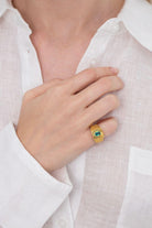 Linya Jewellery-Oktagon Yeşil Taşlı Yüzük-Yüzük-4-Milagron.com