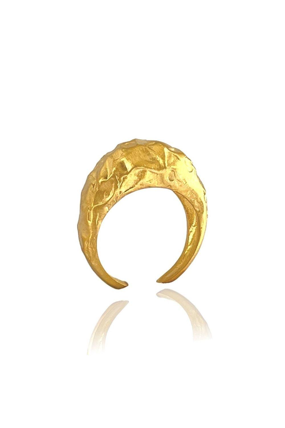 Linya Jewellery-Pary Amorf Mat Gold Oval Yüzük-Yüzük-1-Milagron.com