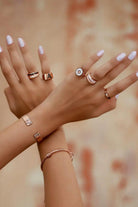 Linya Jewellery-Rosa Beyaz Mineli Yüzük Rose Gold-Yüzük-1-Milagron.com