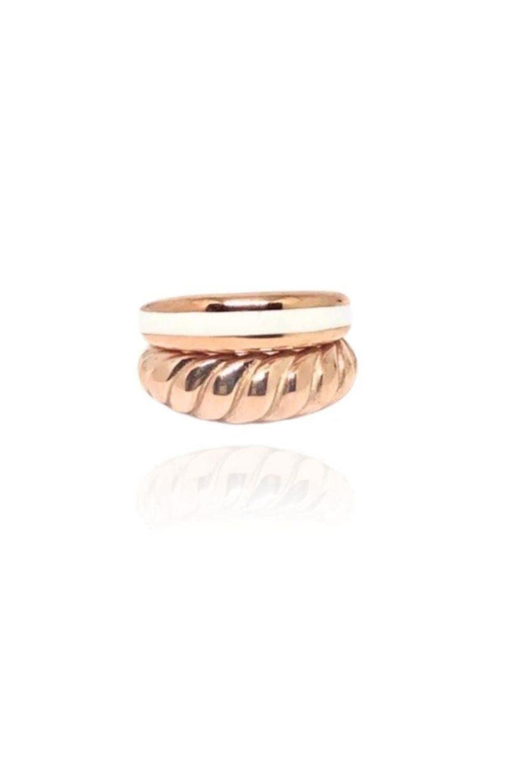 Linya Jewellery-Rosa Beyaz Mineli Yüzük Rose Gold-Yüzük-2-Milagron.com