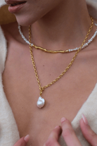 Linya Jewellery-Tapy Barok İnci Kalın Zincir Kolye-Kolye-6-Milagron.com