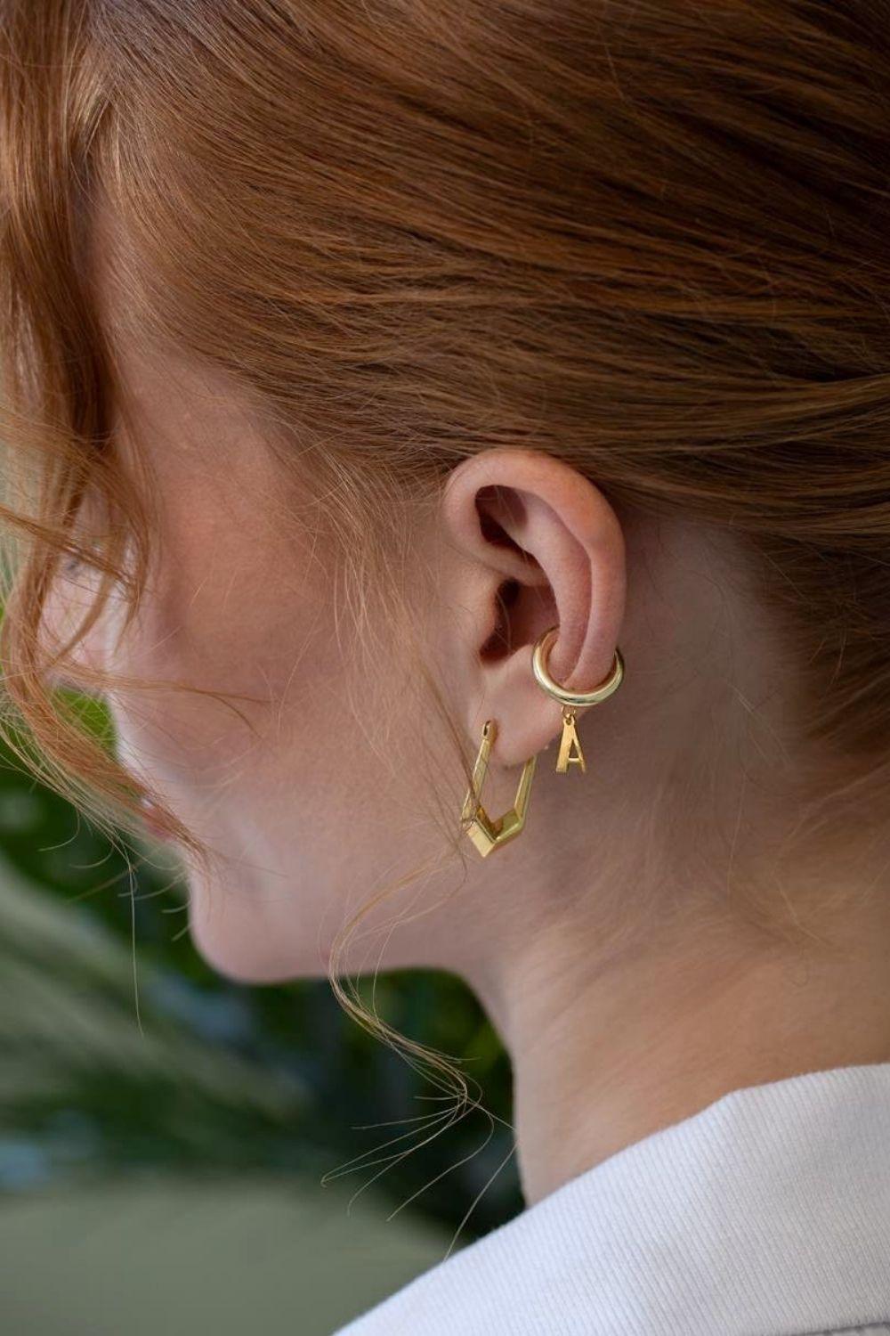Linya Jewellery-Üçgen Halka Küpe-Küpe-2-Milagron.com