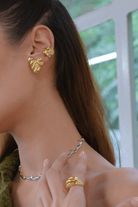 Linya Jewellery-Vory Amorf Kalp Küpe Gold-Küpe-2-Milagron.com