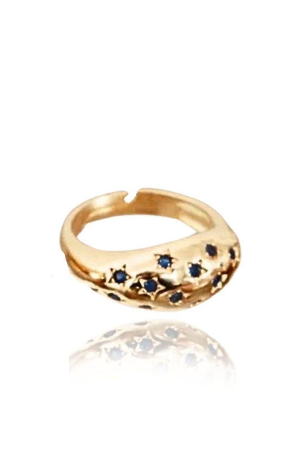 Linya Jewellery-Yıldız Lacivert Taşlı Yüzük-Yüzük-1-Milagron.com