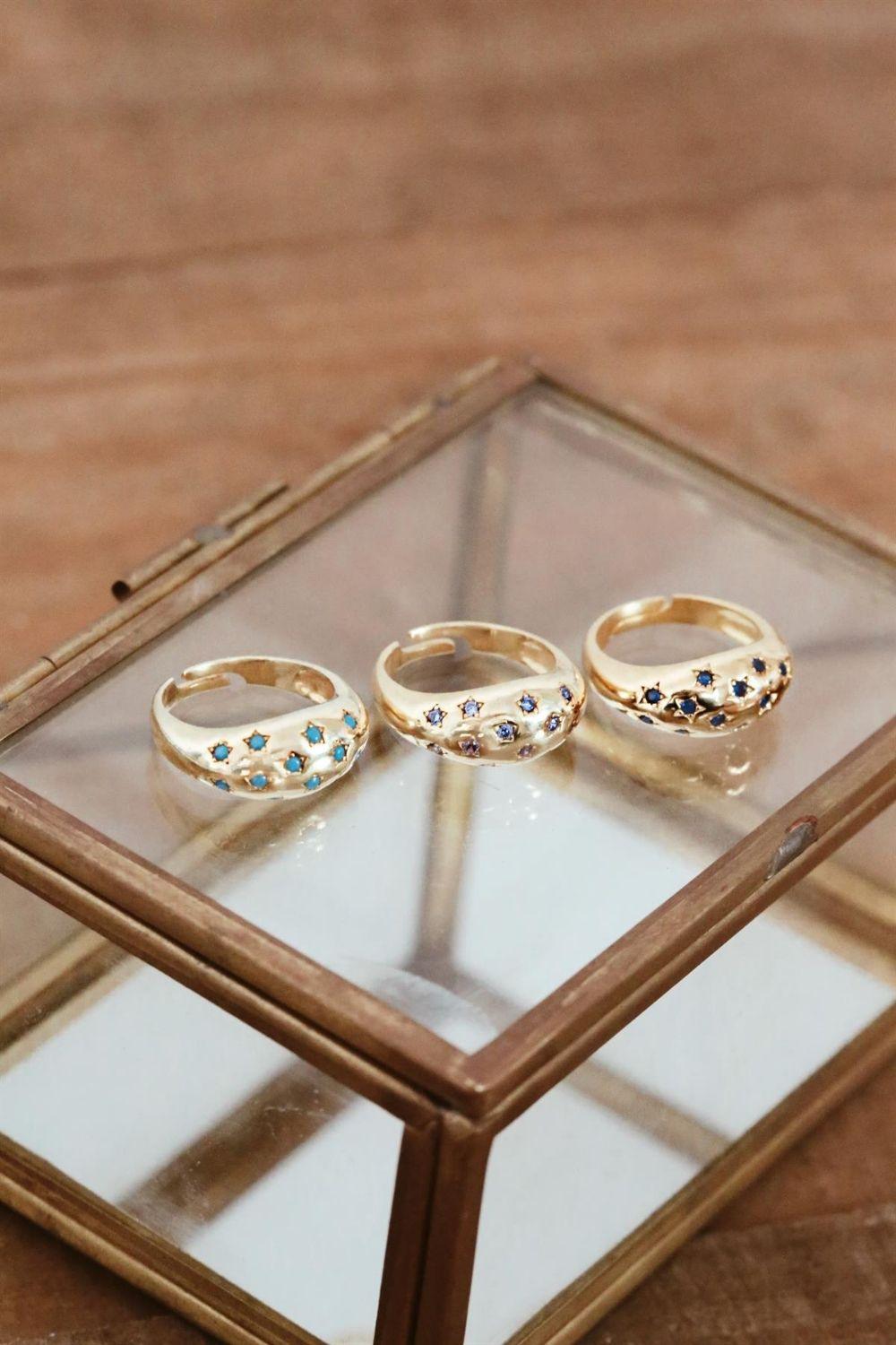 Linya Jewellery-Yıldız Lacivert Taşlı Yüzük-Yüzük-3-Milagron.com