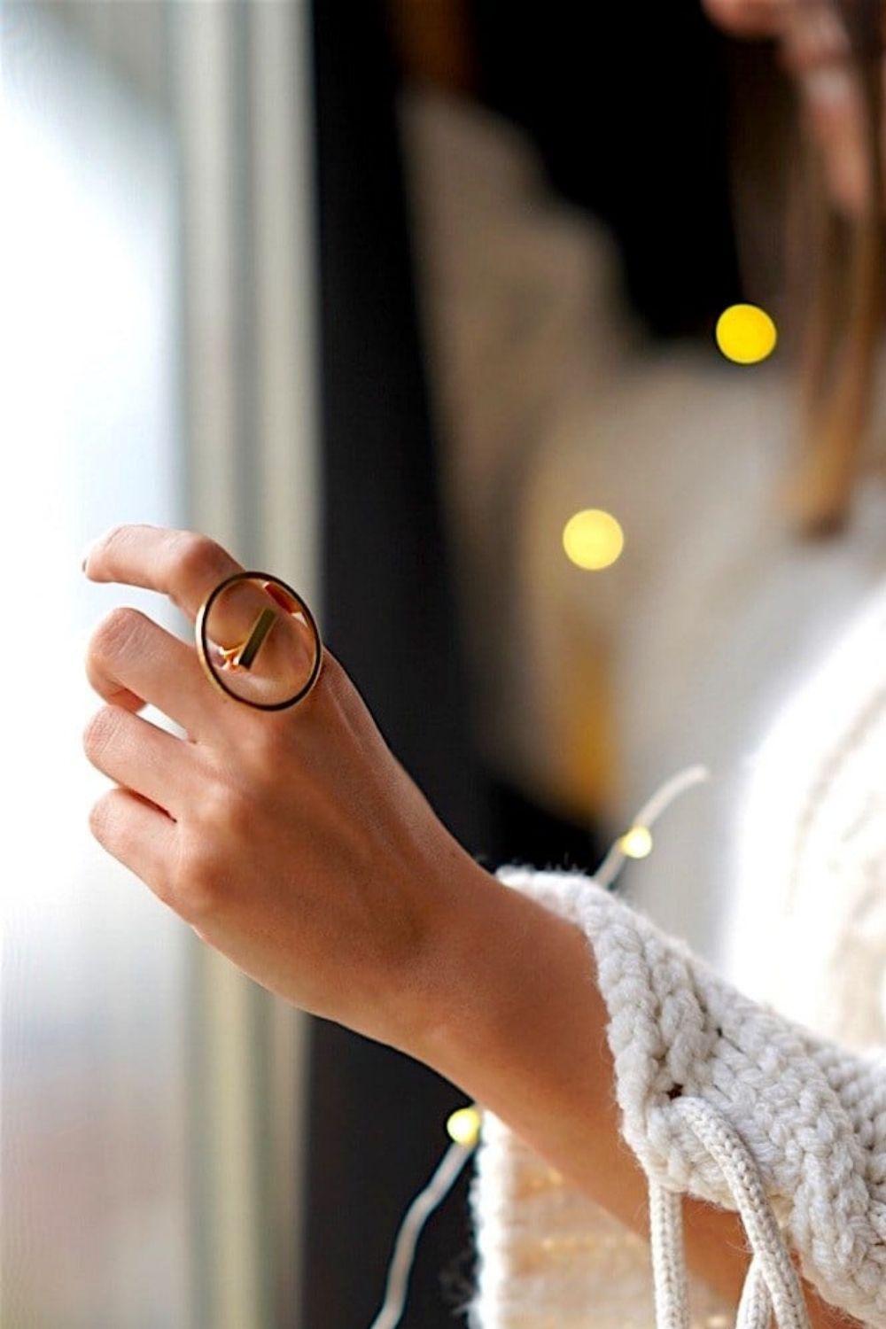 Linya Jewellery-Yuvarlak Şerit Yüzük Gold-Yüzük-2-Milagron.com