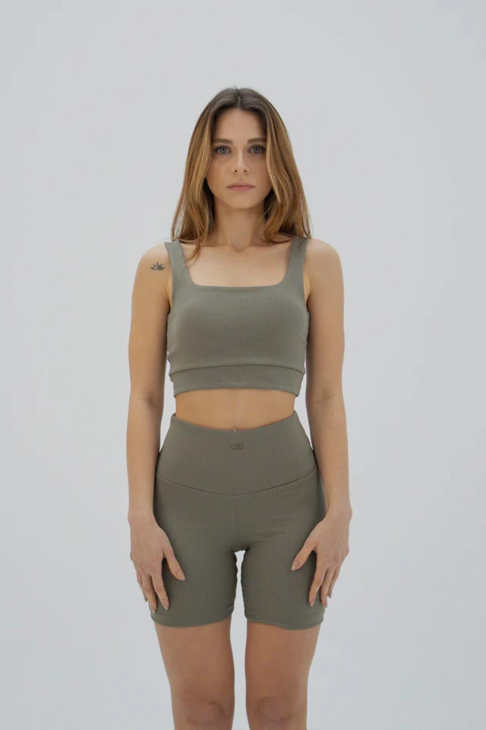 Liquide-SORUNLU - Stria Biker Tayt Haki-Tayt-1-Milagron.com