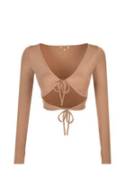 Liquide-SORUNLU - Yang Top - Bej-Crop Top-1-Milagron.com