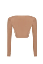 Liquide-SORUNLU - Yang Top - Bej-Crop Top-2-Milagron.com