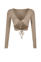 Liquide-SORUNLU - Yang Top - Krem Rengi-Crop Top-1-Milagron.com