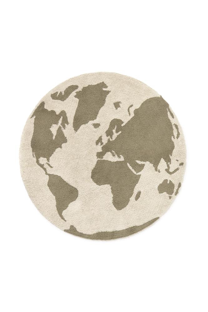 Lorena Canals Çocuk Odası Halısı, World Map Rugcycled