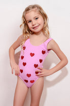 Lovekini-Lovekini Amora Pink Kids Swimsuit-Alt - Üst Takım-1-Milagron.com