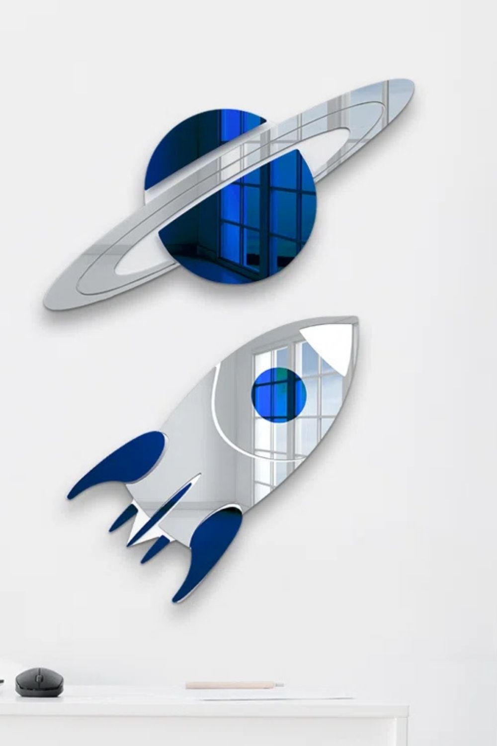 Lujolab.-Aynalı Pleksi Gezegen Duvar Dekorasyonu-Duvar Dekorları-1-Milagron.com